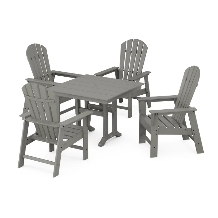 POLYWOOD South Beach 5-Piece Farmhouse Dining Set With Trestle Legs