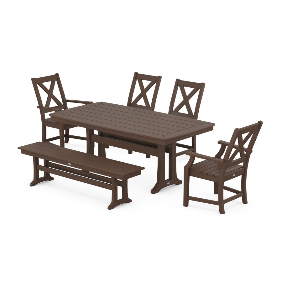 POLYWOOD Braxton 6-Piece Dining Set with Trestle Legs in Mahogany