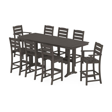 POLYWOOD Lakeside 9-Piece Bar Set with Trestle Legs in Vintage Finish