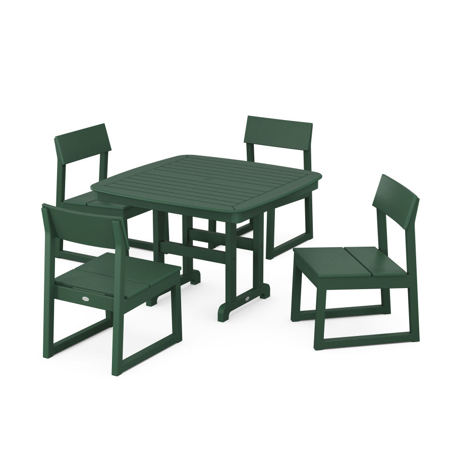 POLYWOOD EDGE Side Chair 5-Piece Dining Set with Trestle Legs in Green