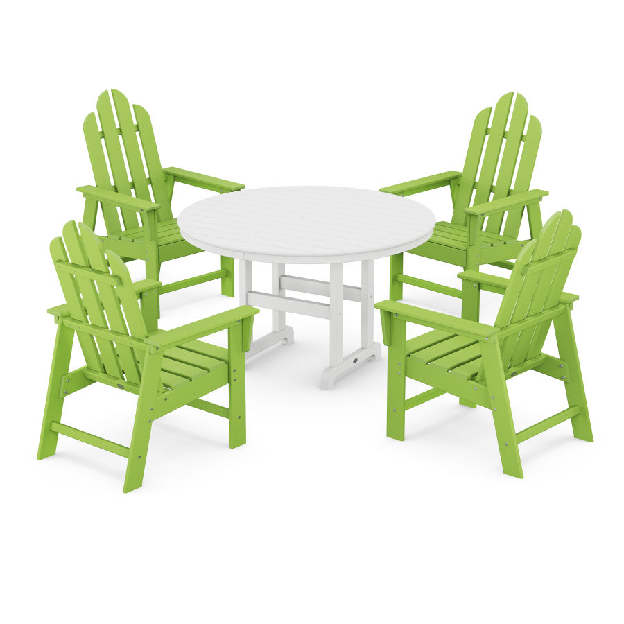 POLYWOOD Long Island 5-Piece Round Farmhouse Dining Set in Lime