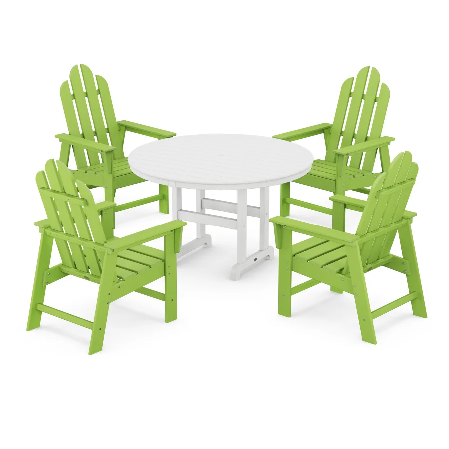 POLYWOOD Long Island 5-Piece Round Farmhouse Dining Set in Lime