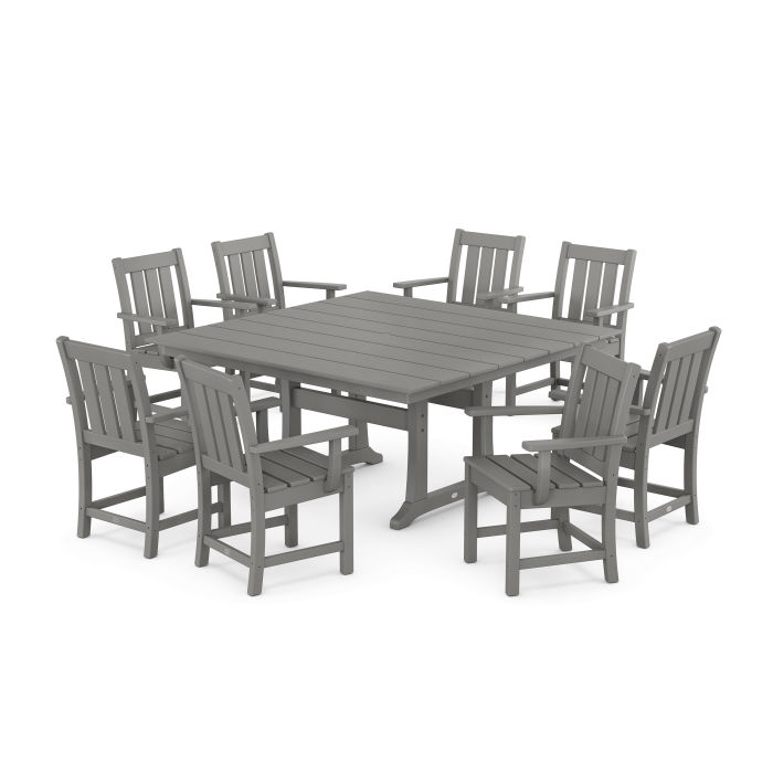 POLYWOOD Oxford 9-Piece Square Farmhouse Dining Set with Trestle Legs