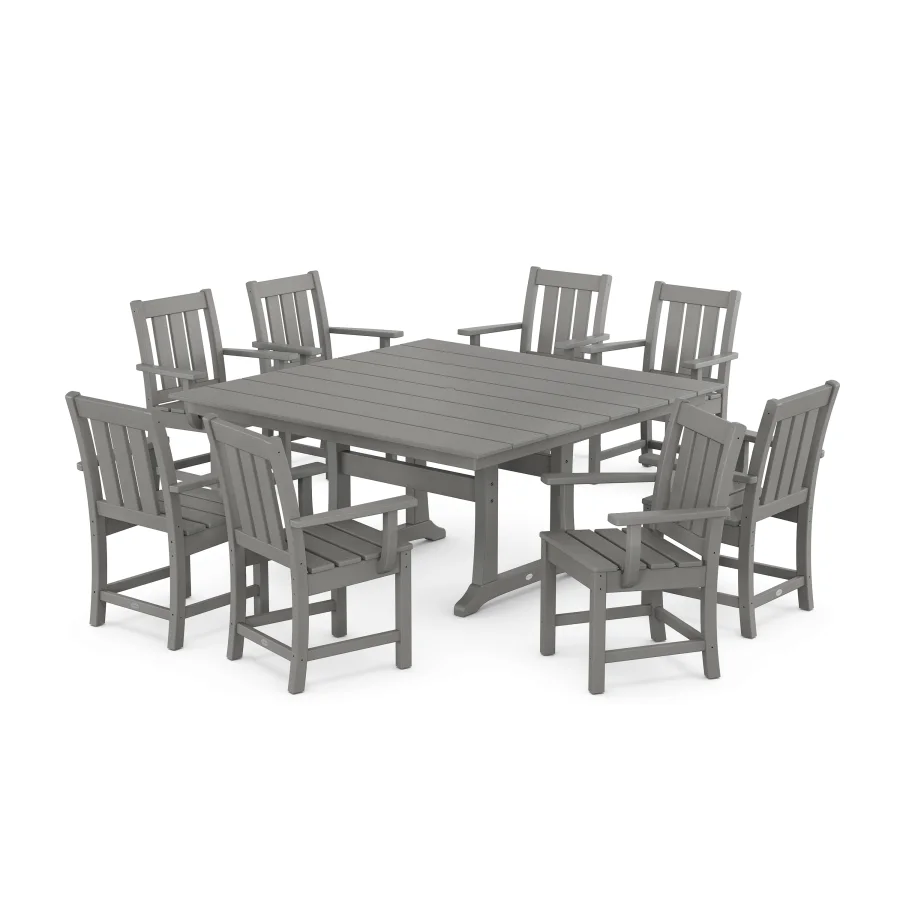 POLYWOOD Oxford 9-Piece Square Farmhouse Dining Set with Trestle Legs