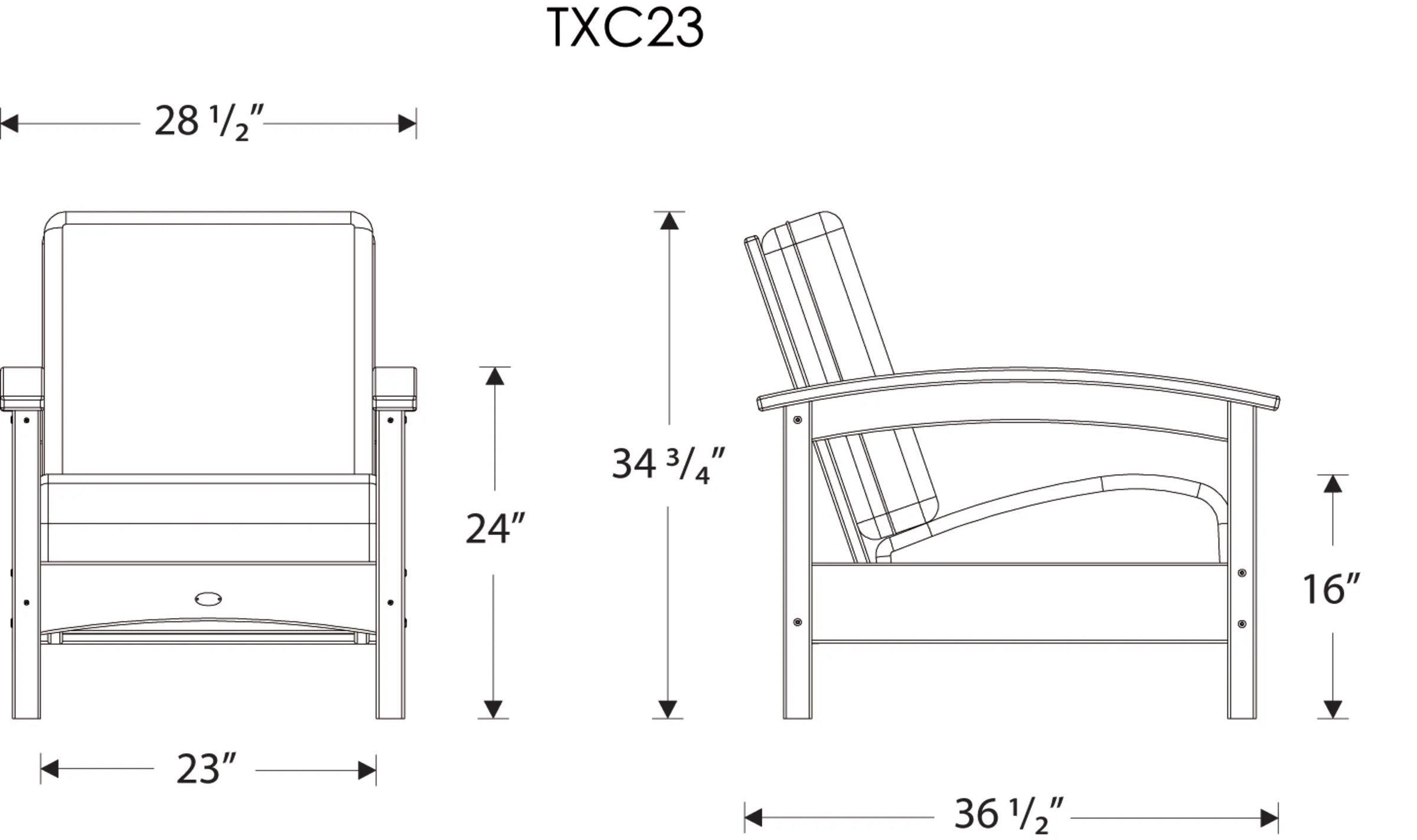 Dimensions for Rockport Club Chair