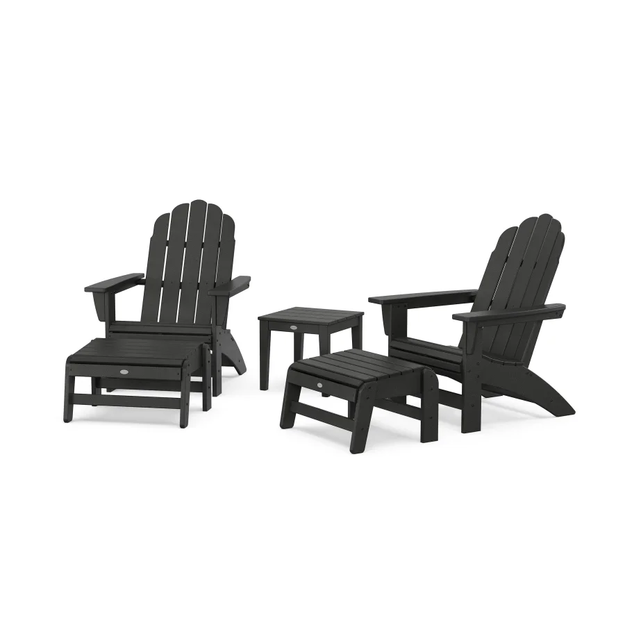 POLYWOOD 5-Piece Vineyard Grand Adirondack Set in Black