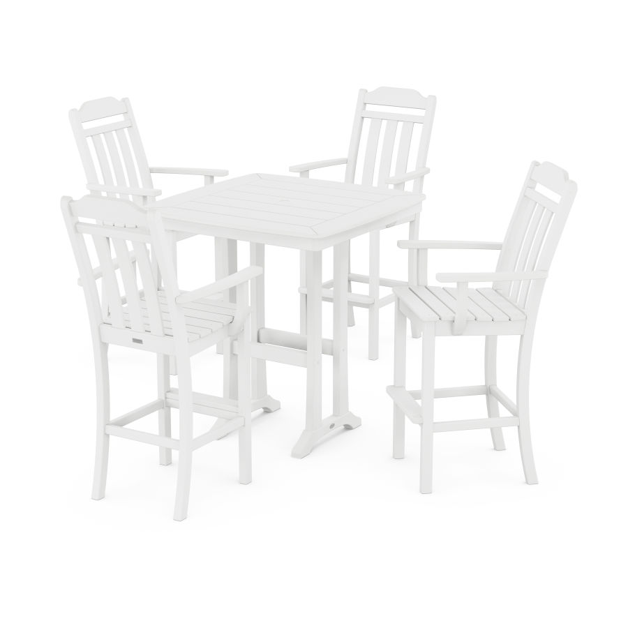 POLYWOOD Country Living 5-Piece Bar Set with Trestle Legs in White
