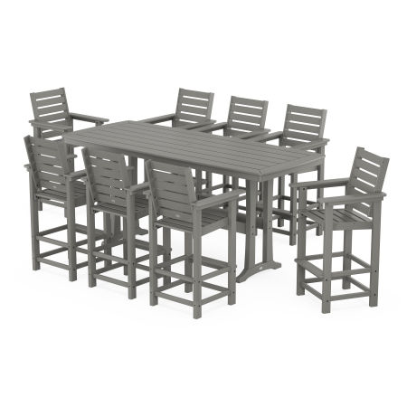 POLYWOOD Captain 9-Piece Bar Set with Trestle Legs in Slate Grey