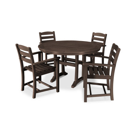 La Casa Café 5-Piece Arm Chair Dining Set in Mahogany