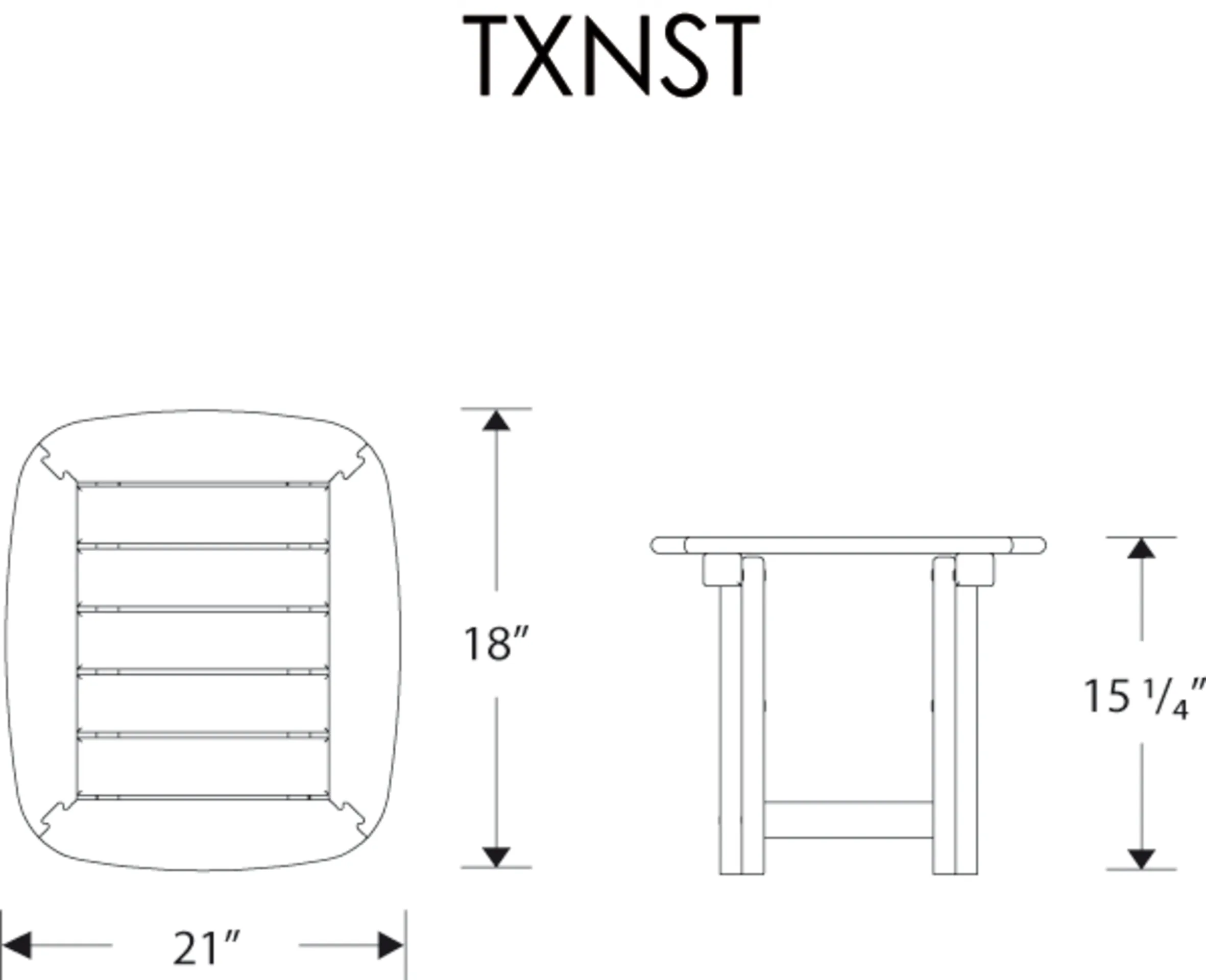 Dimensions for Yacht Club 21" x 18" Side Table