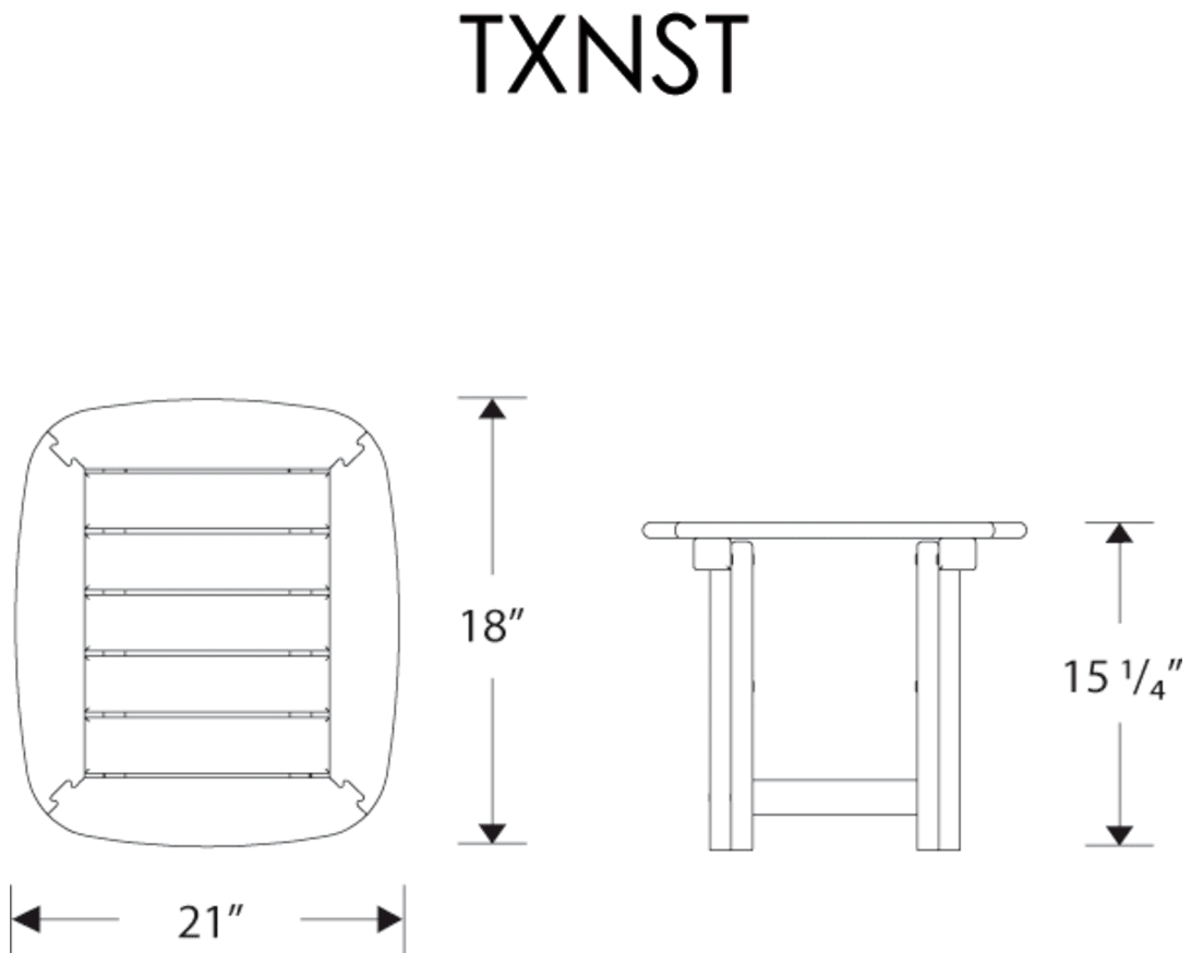 Dimensions for Yacht Club 21" x 18" Side Table