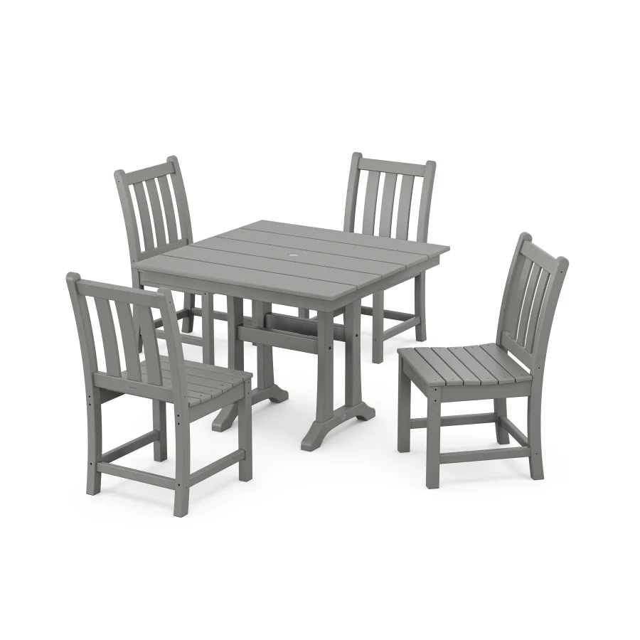 POLYWOOD Traditional Garden 5-Piece Farmhouse Trestle Dining Set