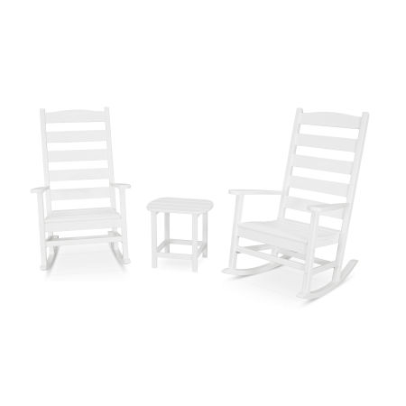 Shaker 3-Piece Porch Rocking Chair Set in White