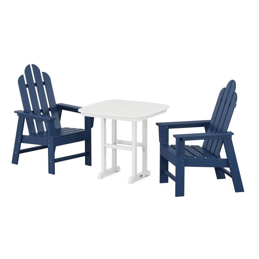 POLYWOOD Long Island 3-Piece Dining Set in Navy / White