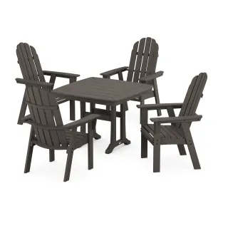 POLYWOOD Vineyard Adirondack 5-Piece Dining Set with Trestle Legs in Vintage Finish