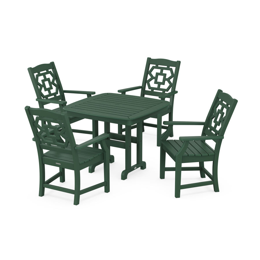 POLYWOOD Chinoiserie 5-Piece Dining Set in Green