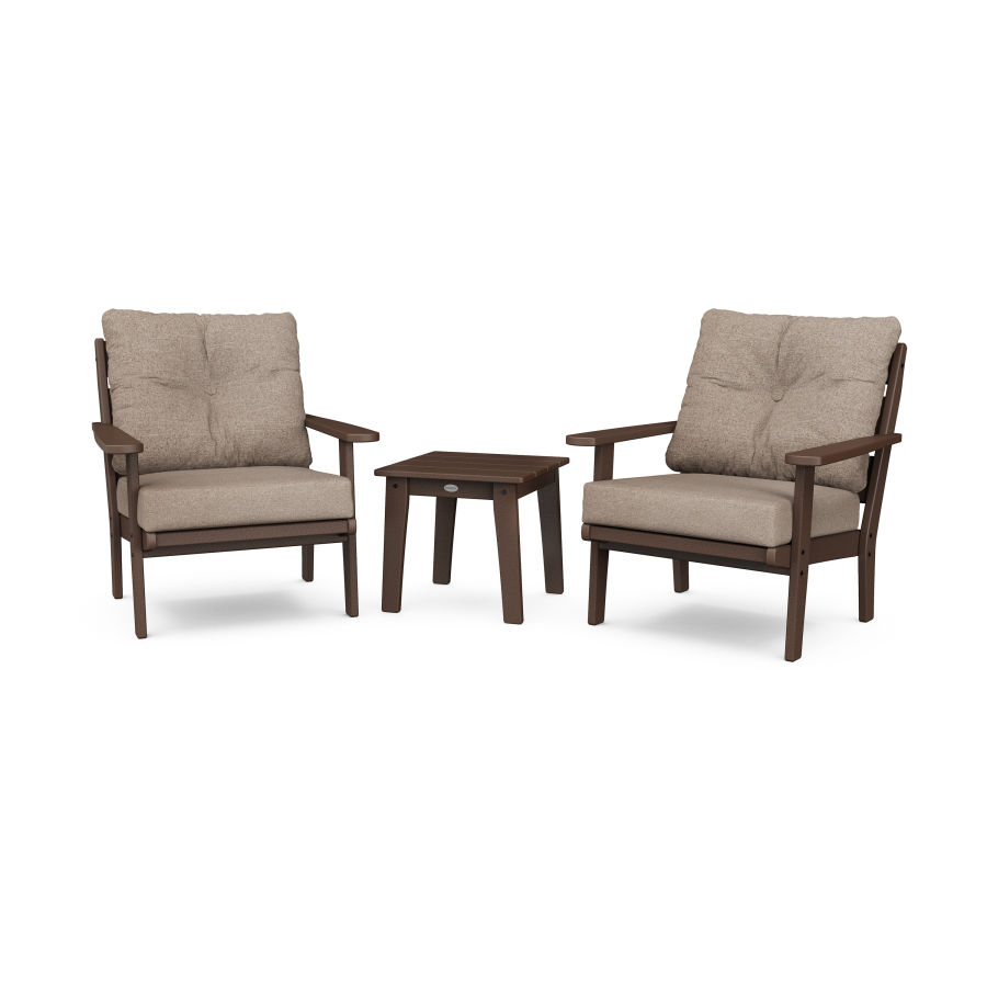 POLYWOOD Lakeside 3-Piece Deep Seating Chair Set in Mahogany / Spiced Burlap