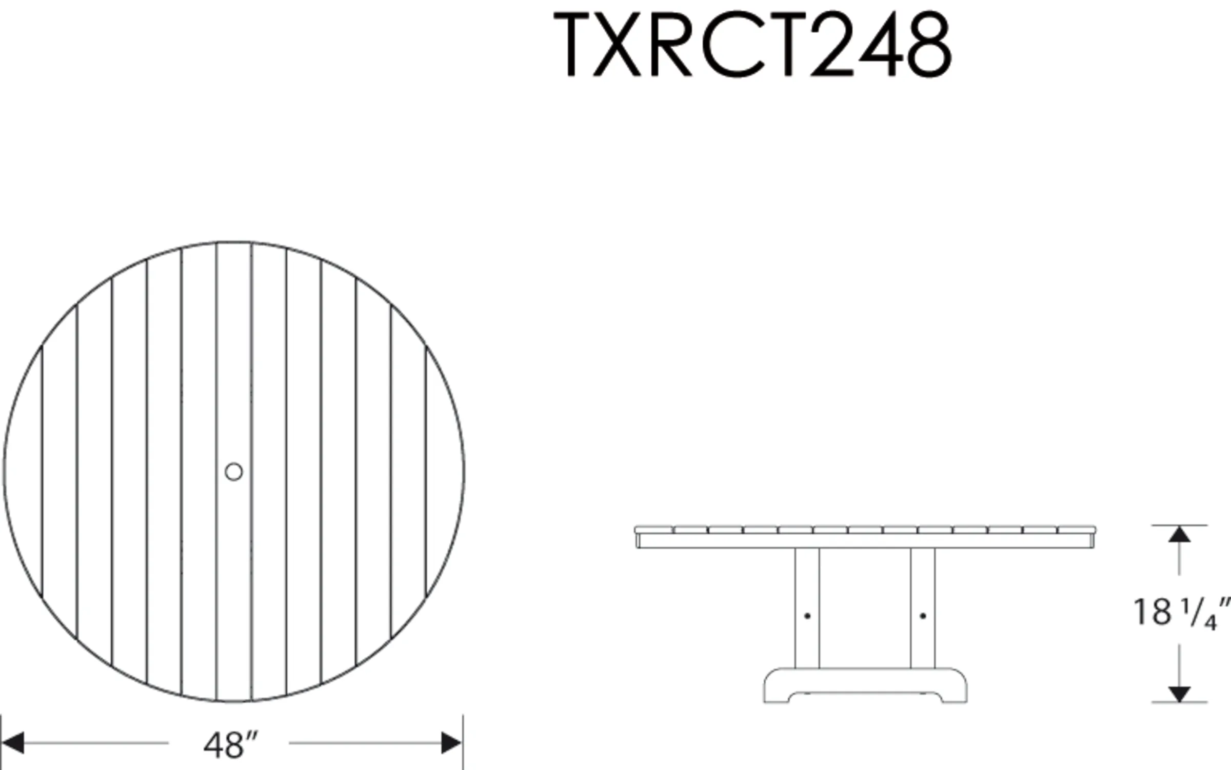 Dimensions for Cape Cod Round 48" Conversation Table