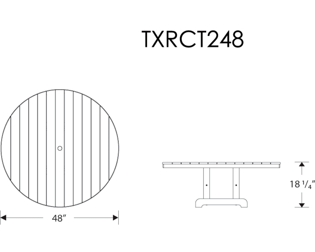 Dimensions for Cape Cod Round 48" Conversation Table