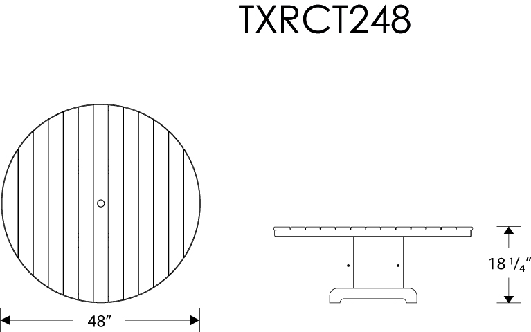 Dimensions for Cape Cod Round 48" Conversation Table