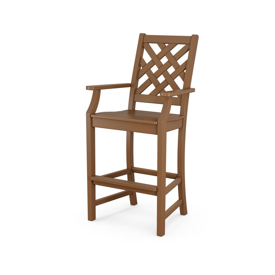 POLYWOOD Wovendale Bar Arm Chair in Teak