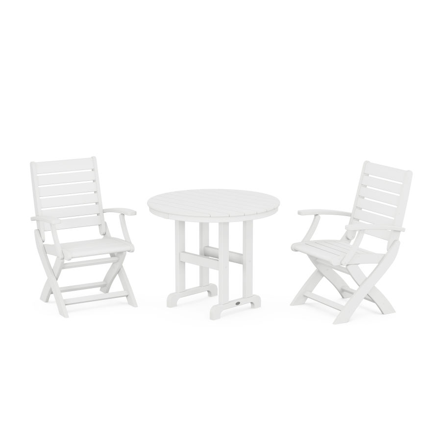 POLYWOOD Signature 3-Piece Round Dining Set in White