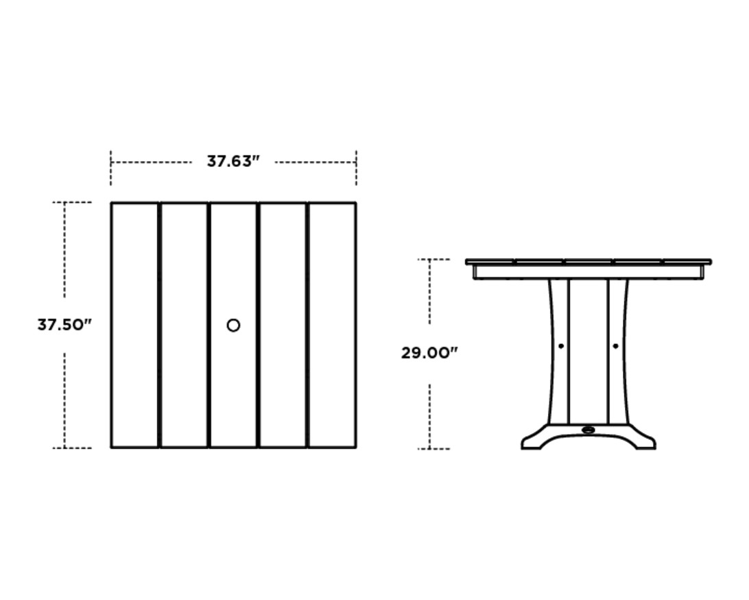 Dimensions for Farmhouse Trestle 37" Dining Table