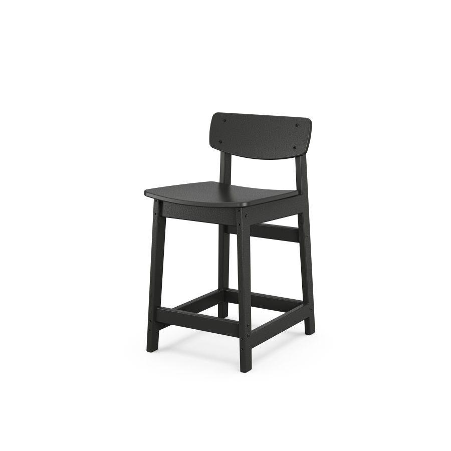POLYWOOD Modern Studio Urban Lowback Counter Chair in Black
