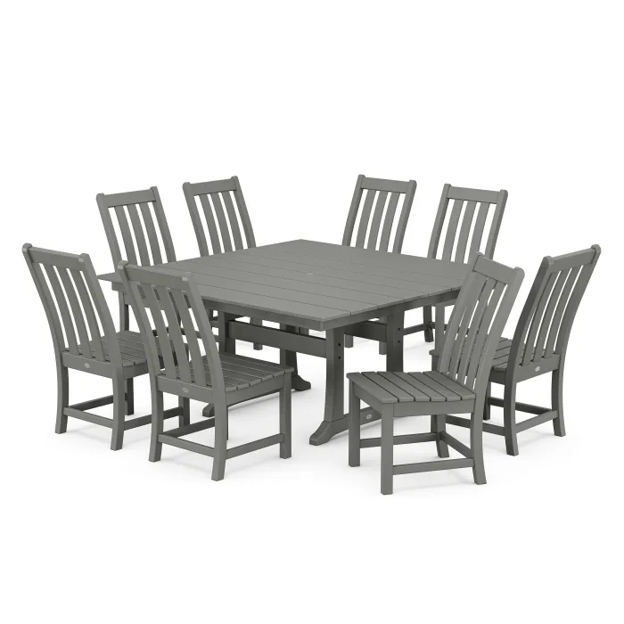 POLYWOOD Vineyard 9-Piece Farmhouse Trestle Dining Set