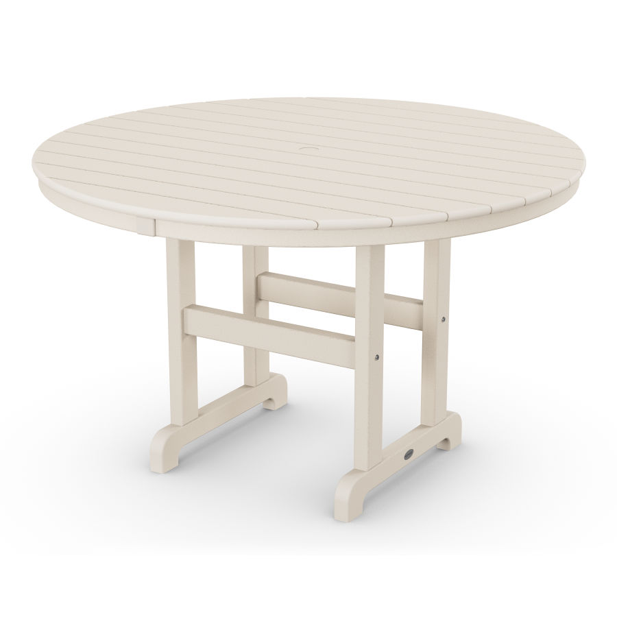 POLYWOOD 48" Round Farmhouse Dining Table in Sand