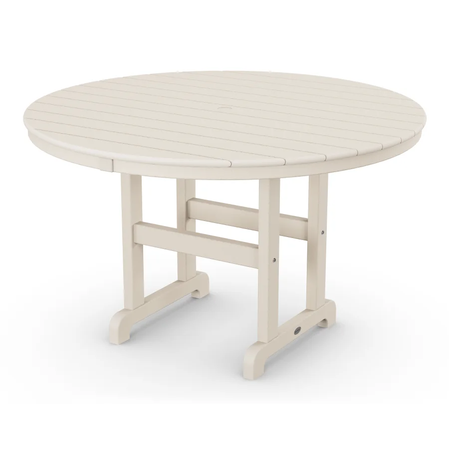 POLYWOOD 48" Round Farmhouse Dining Table in Sand