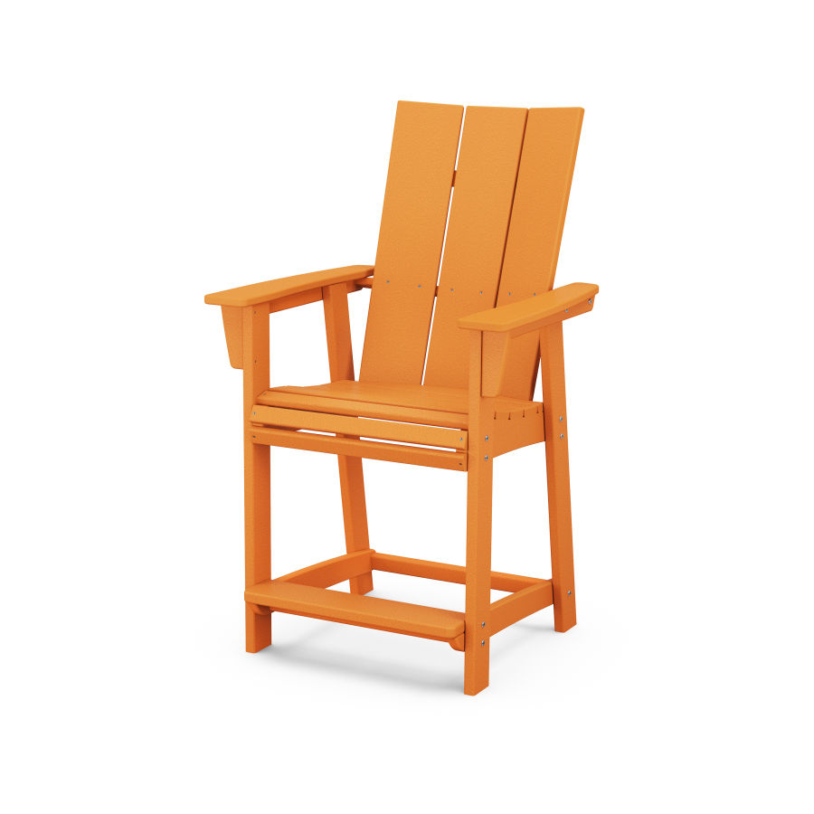POLYWOOD Modern Adirondack Counter Chair in Tangerine