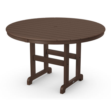 POLYWOOD 48" Round Farmhouse Dining Table in Mahogany