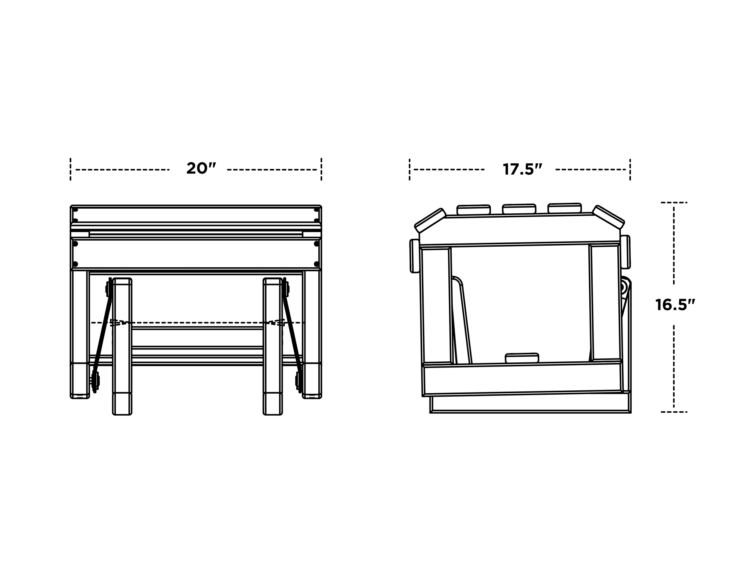 Dimensions for Classic Adirondack Glider Ottoman