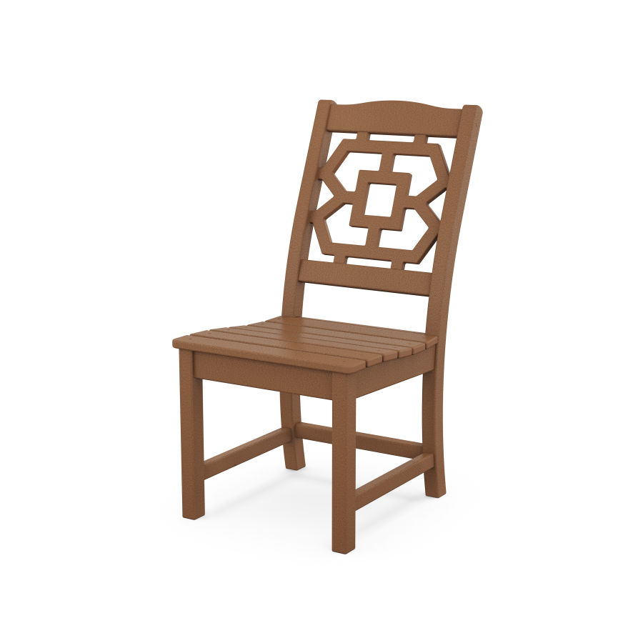 POLYWOOD Chinoiserie Dining Side Chair in Teak