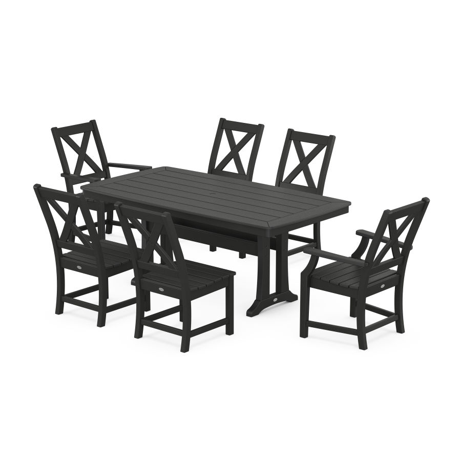 POLYWOOD Braxton 7-Piece Dining Set with Trestle Legs in Black
