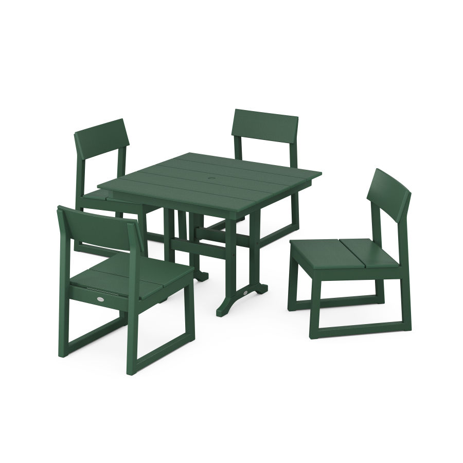 POLYWOOD EDGE Side Chair 5-Piece Farmhouse Dining Set in Green