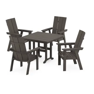 POLYWOOD Modern Adirondack 5-Piece Farmhouse Dining Set in Vintage Finish