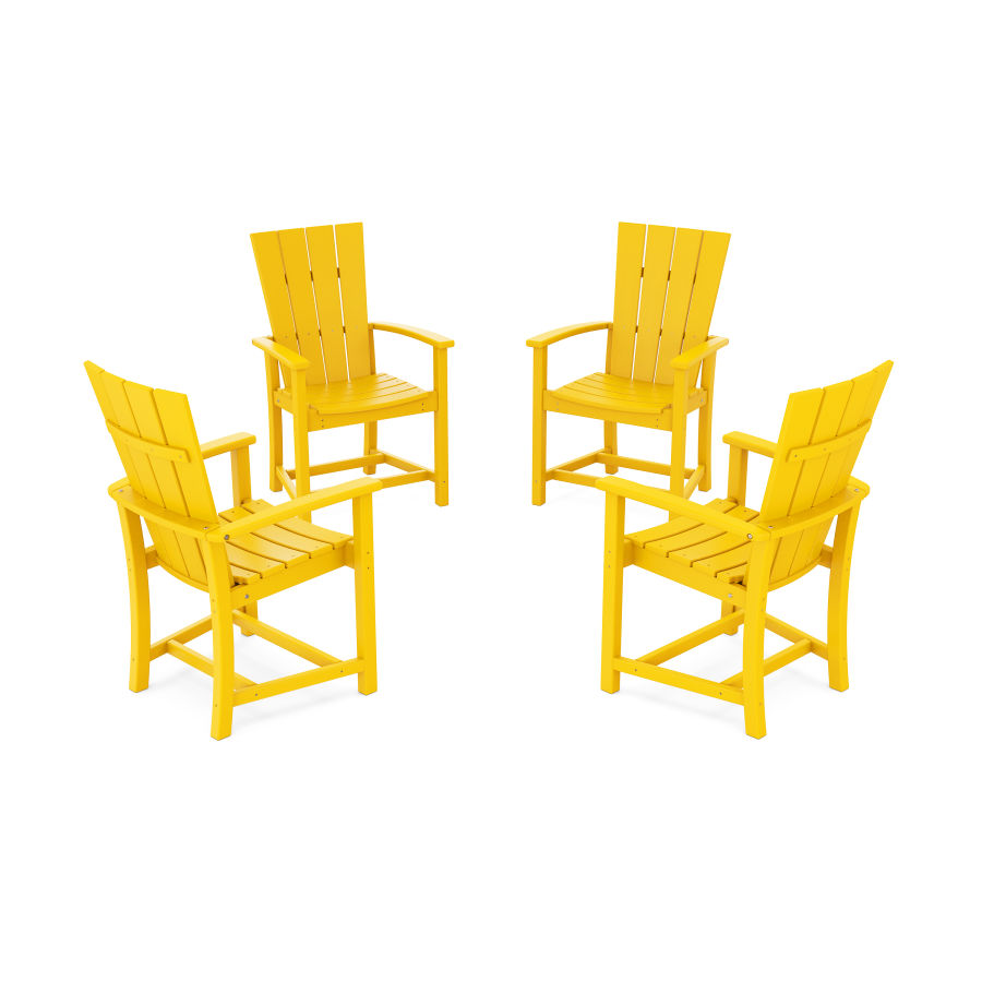 POLYWOOD Quattro 4-Piece Upright Adirondack Conversation Set in Lemon