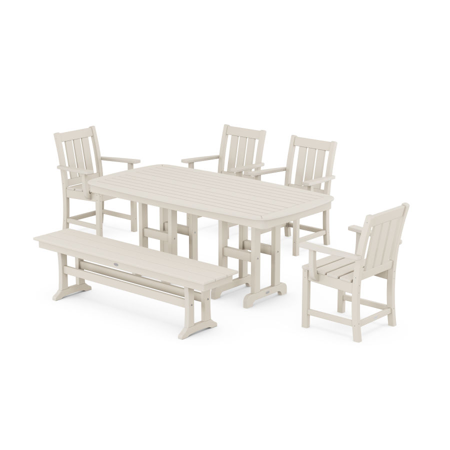 POLYWOOD Oxford 6-Piece Dining Set with Bench in Sand