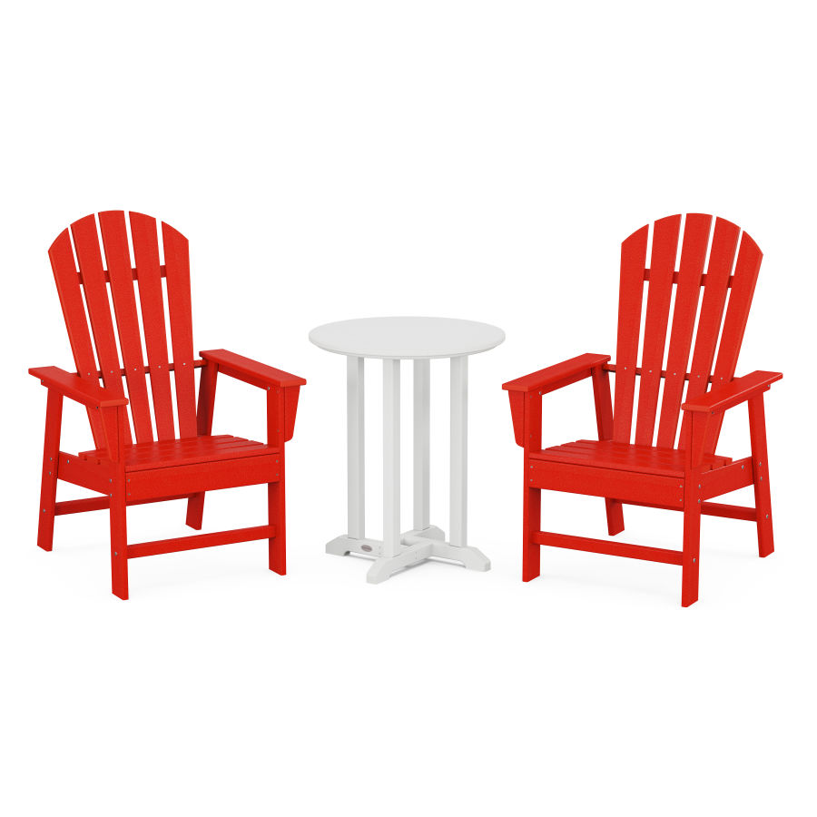 POLYWOOD South Beach 3-Piece Round Dining Set in Sunset Red