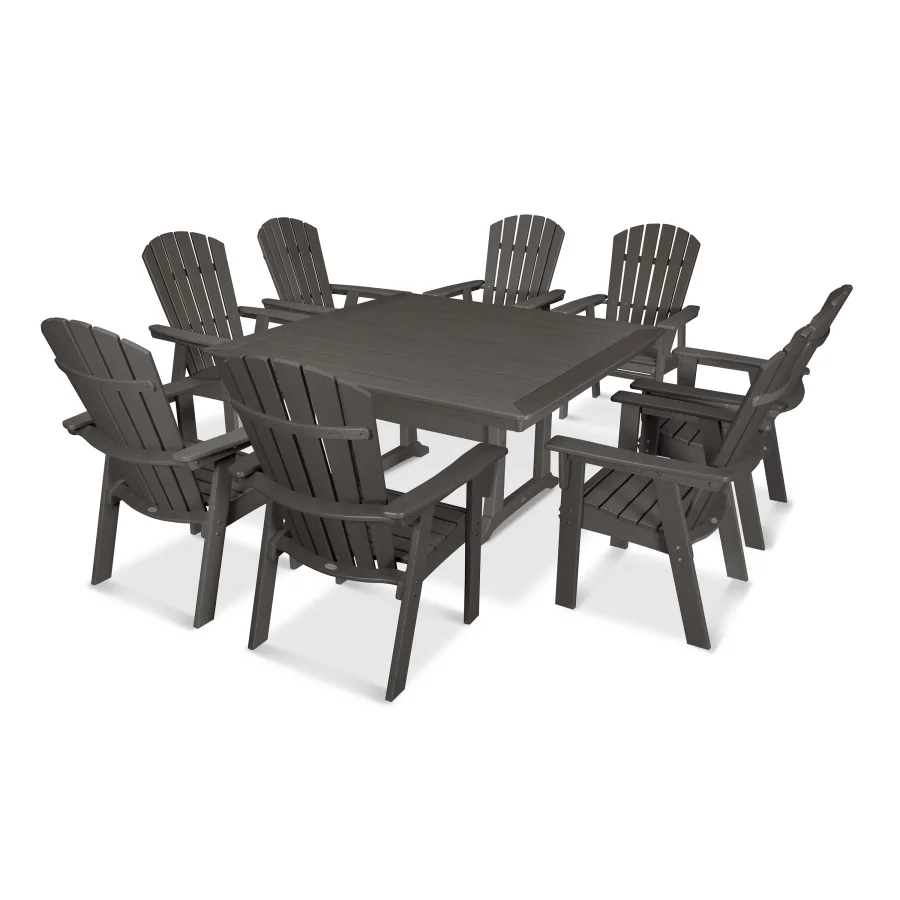 POLYWOOD Nautical Adirondack 9-Piece Trestle Dining Set in Vintage Finish