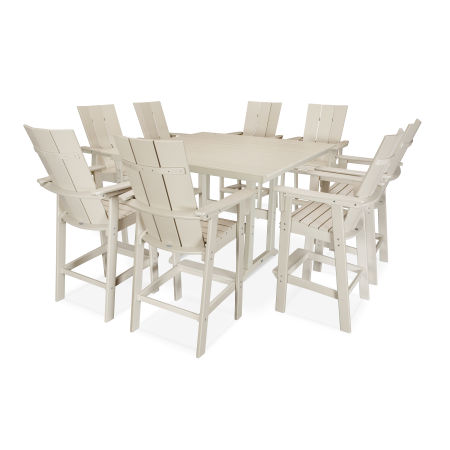 POLYWOOD Modern Adirondack 9-Piece Farmhouse Bar Set in Sand