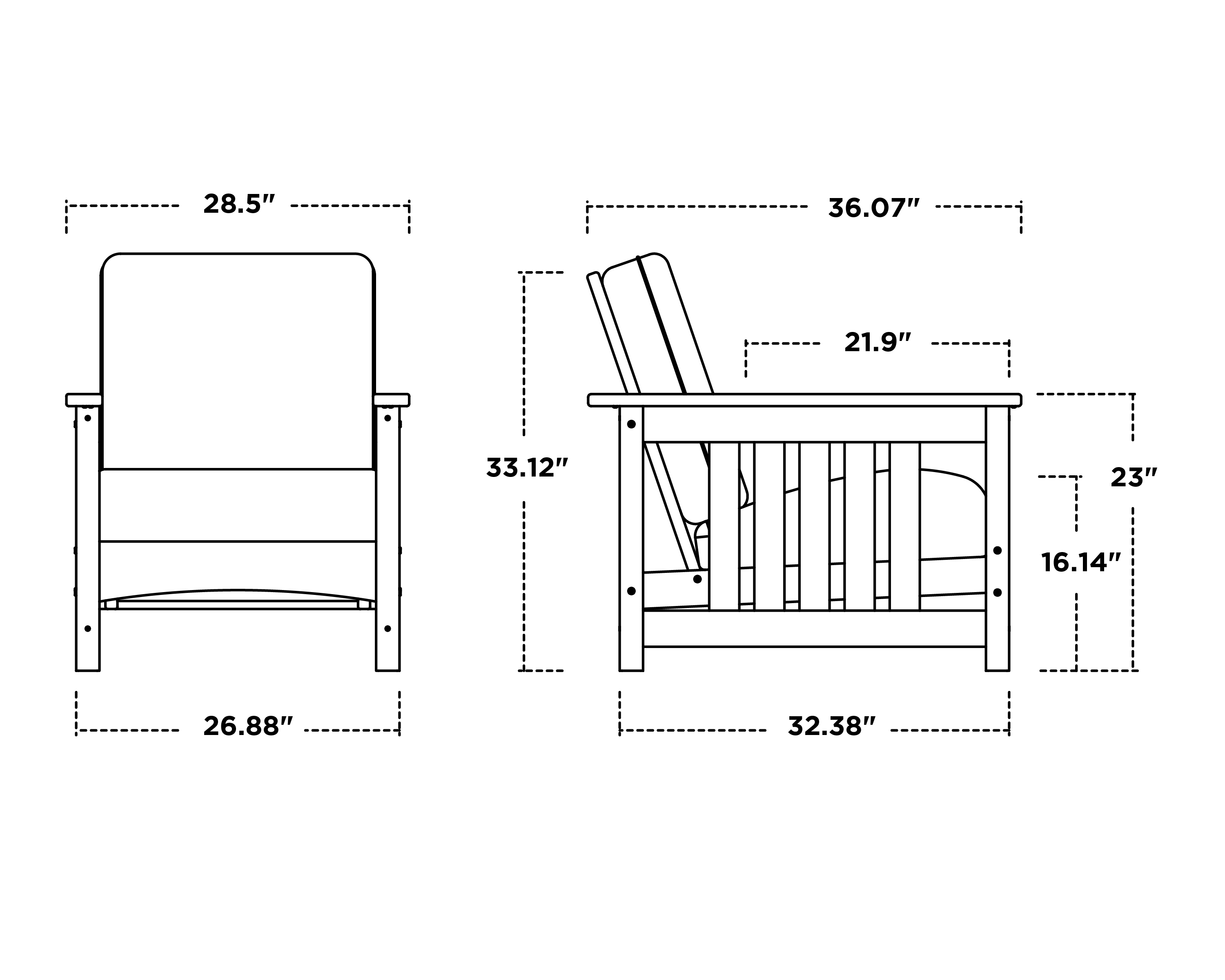Dimensions for Club Mission Chair