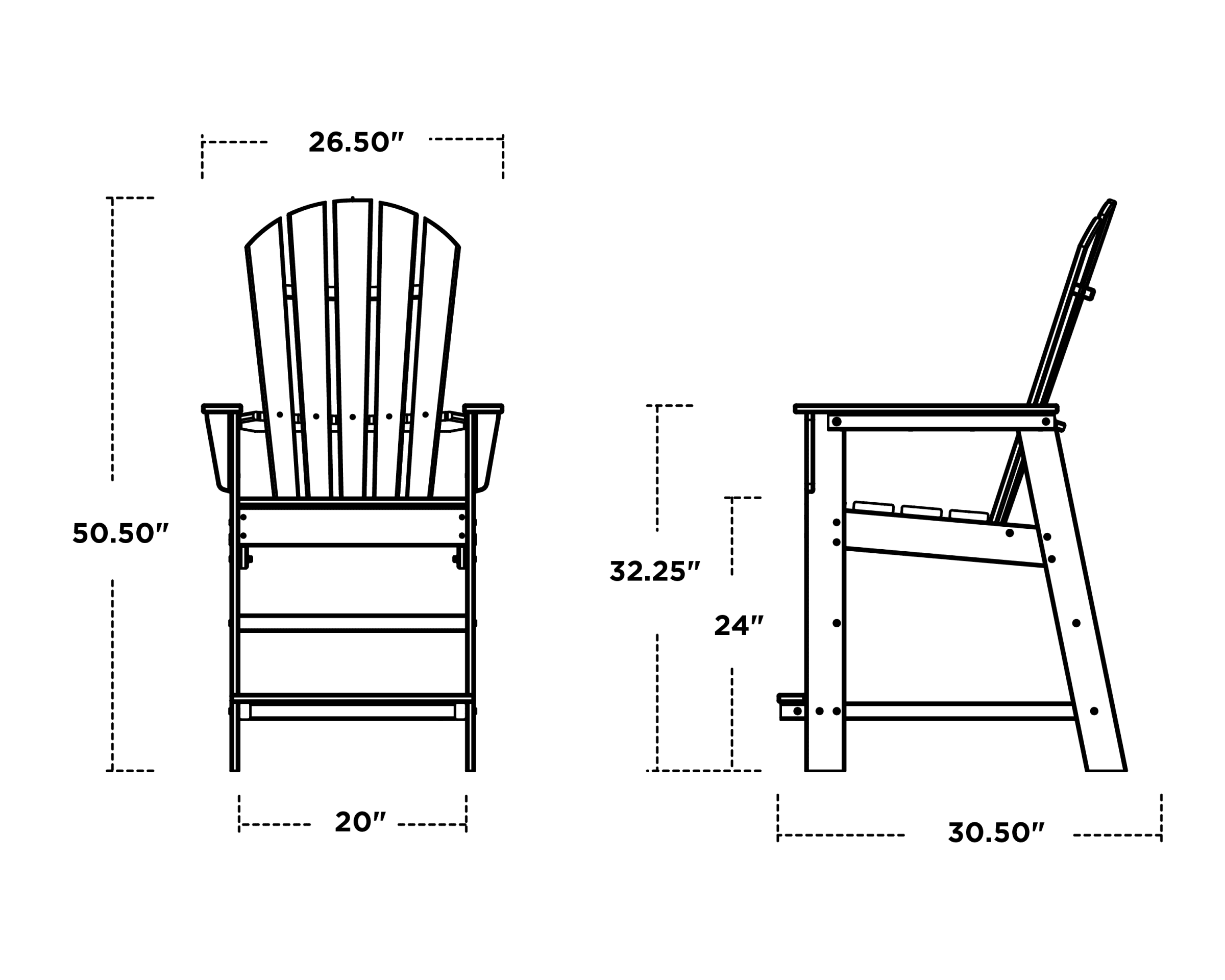 Dimensions for South Beach Counter Chair