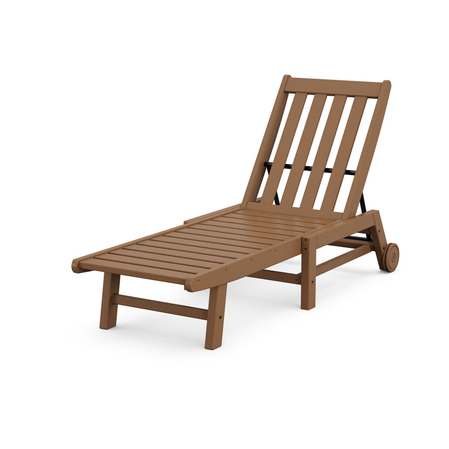 POLYWOOD Vineyard Chaise with Wheels in Teak