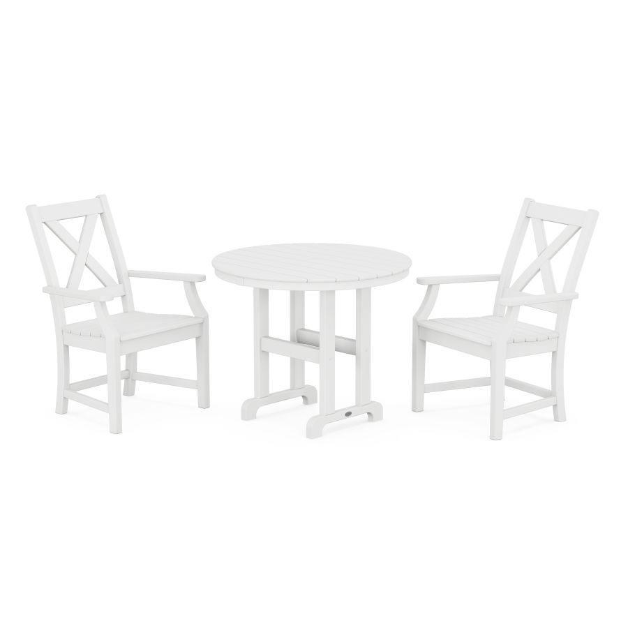 POLYWOOD Braxton 3-Piece Round Dining Set in White