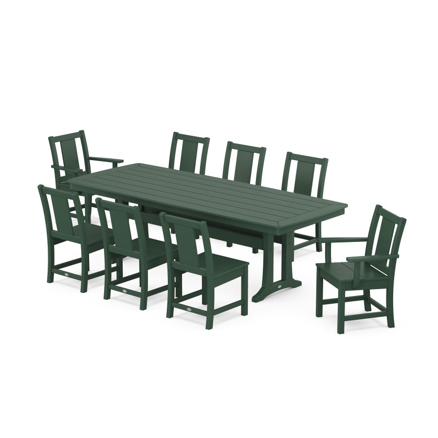 POLYWOOD Prairie 9-Piece Dining Set with Trestle Legs in Green
