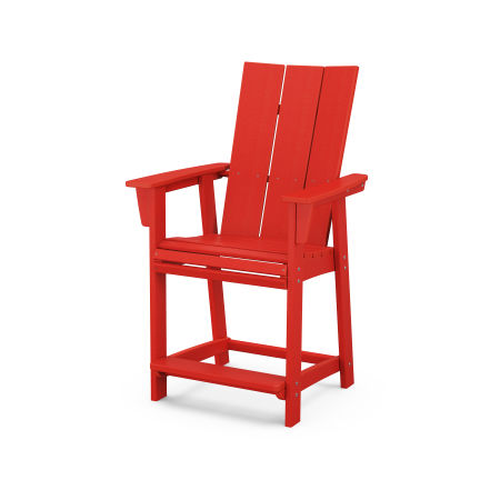 POLYWOOD Modern Adirondack Counter Chair in Sunset Red