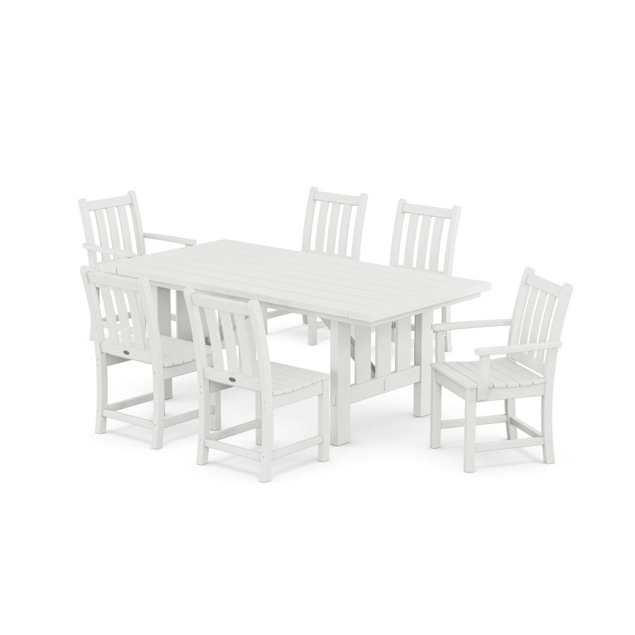 POLYWOOD Traditional Garden 7-Piece Dining Set with Mission Table in White